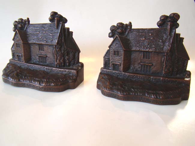 A pair of bookends depicting "Sulgrave Manor," the ancestral home of George Washington — image 2